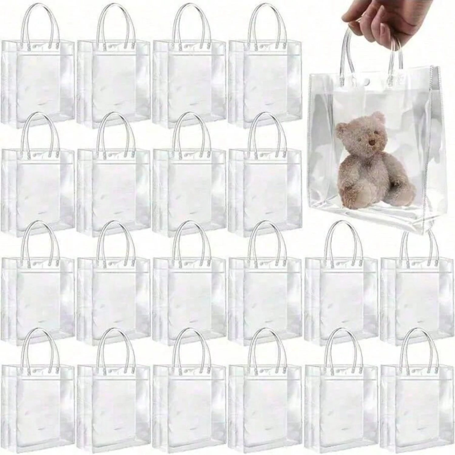 Durable, Stylish, and Convenient Transparent Reusable Eco-Friendly Plastic Gift Bags - The Perfect Chic Packaging Solution for W