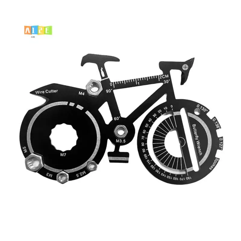 A12E-20 In 1 Bicycle Multitool Card Bottle Opener Keychain Pocket Multifunction Screwdriver Outdoor Survival Camping Tool
