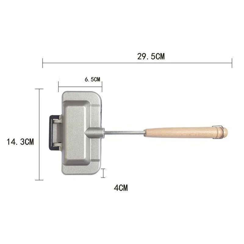 Dwustronna patelnia, blacha do pieczenia kanapkowa patelnia do naleśników toster śniadaniowa z wyjmowaną drewnianą rączką