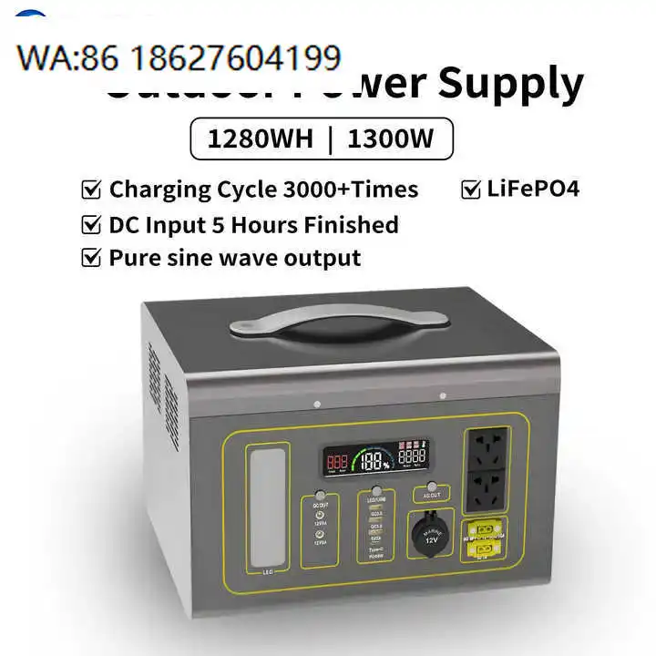 

1280Wh 1500W Waterproof Solar Generator 220V AC Output Portable Power Station Outdoor Camping RV Travel Emergency Power Source