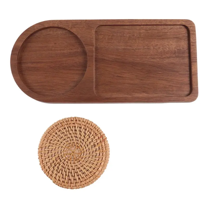 Coffee Tray Wood Plate Breakfast Tray For Serving Food Hospitality Coffeeware Teaware Decor Table Decoration Replacement B-A74P