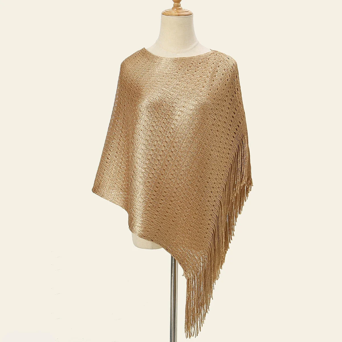 Golden Polyester Shawls Solid Color Tassel Hijab Scarf For Women Muslim Spring Scarves Fashion Breathable Poncho 100*52cm