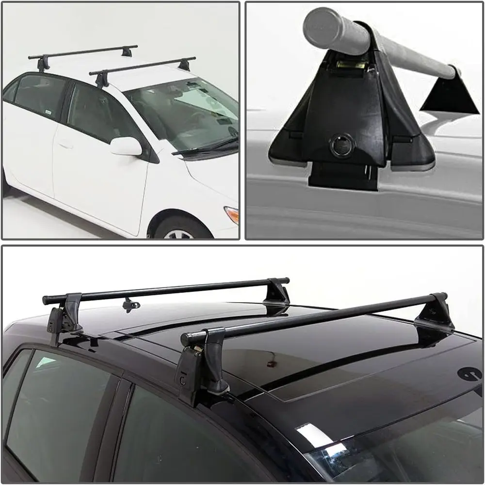 Adjustable Bolt-on Cargo Rack Bars with Mounting Brackets and Lock Keys Compatible with 2005-2017 Ford Mustang, Black Powdercoat