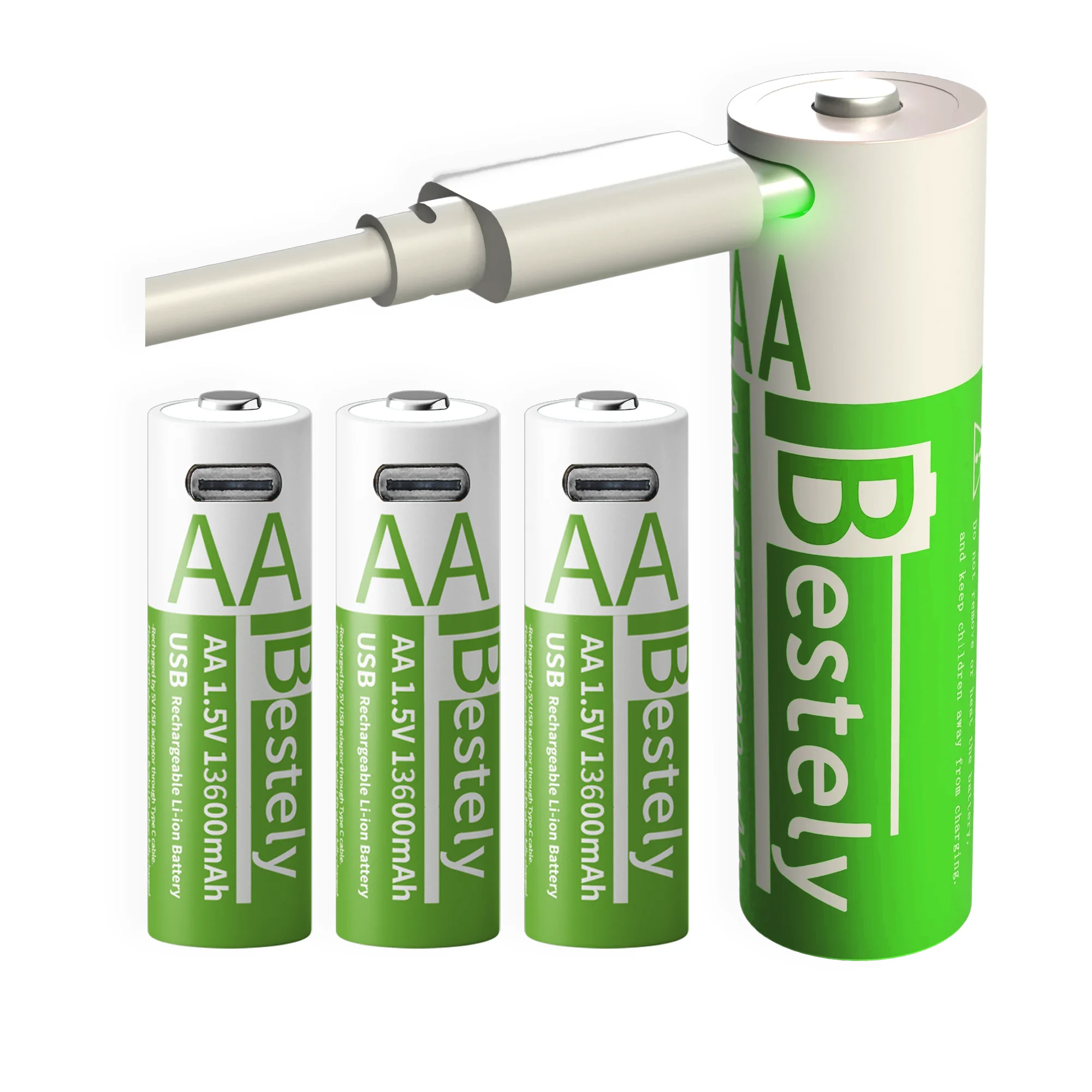 AliExpress Bestely AA 1.5V 13600mAh USB-C Li-ion Rechargeable Battery Long Lasting Fast Charge Over 2000 Cycle Akku for