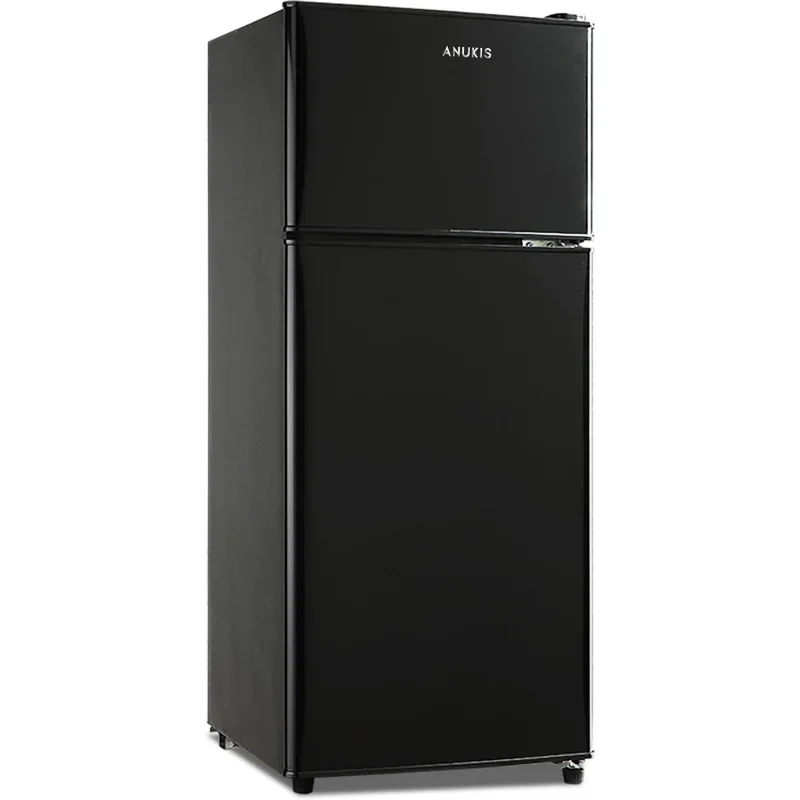 QWAnukis Compact Refrigerator 3.8 Cu Ft 2 By Mini Fridge with Freezer for Apartment,Dorm,Office,Family,Basement,Garage - Bl