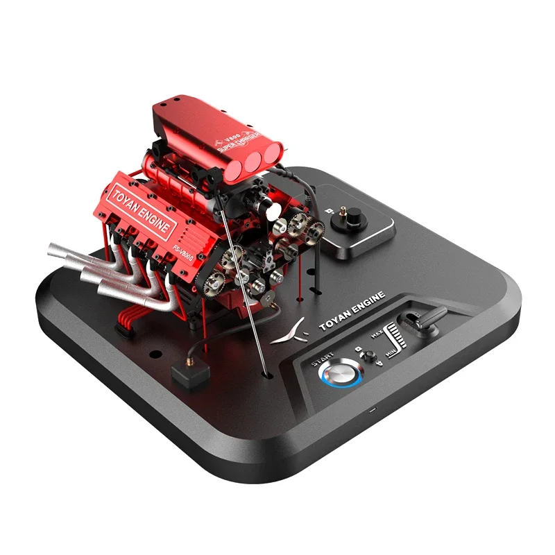 Toyan V8 Engine FS V800G Methanol Engine Model with Supercharger One-Key-Start Model Engine Kit for RC Car Toy