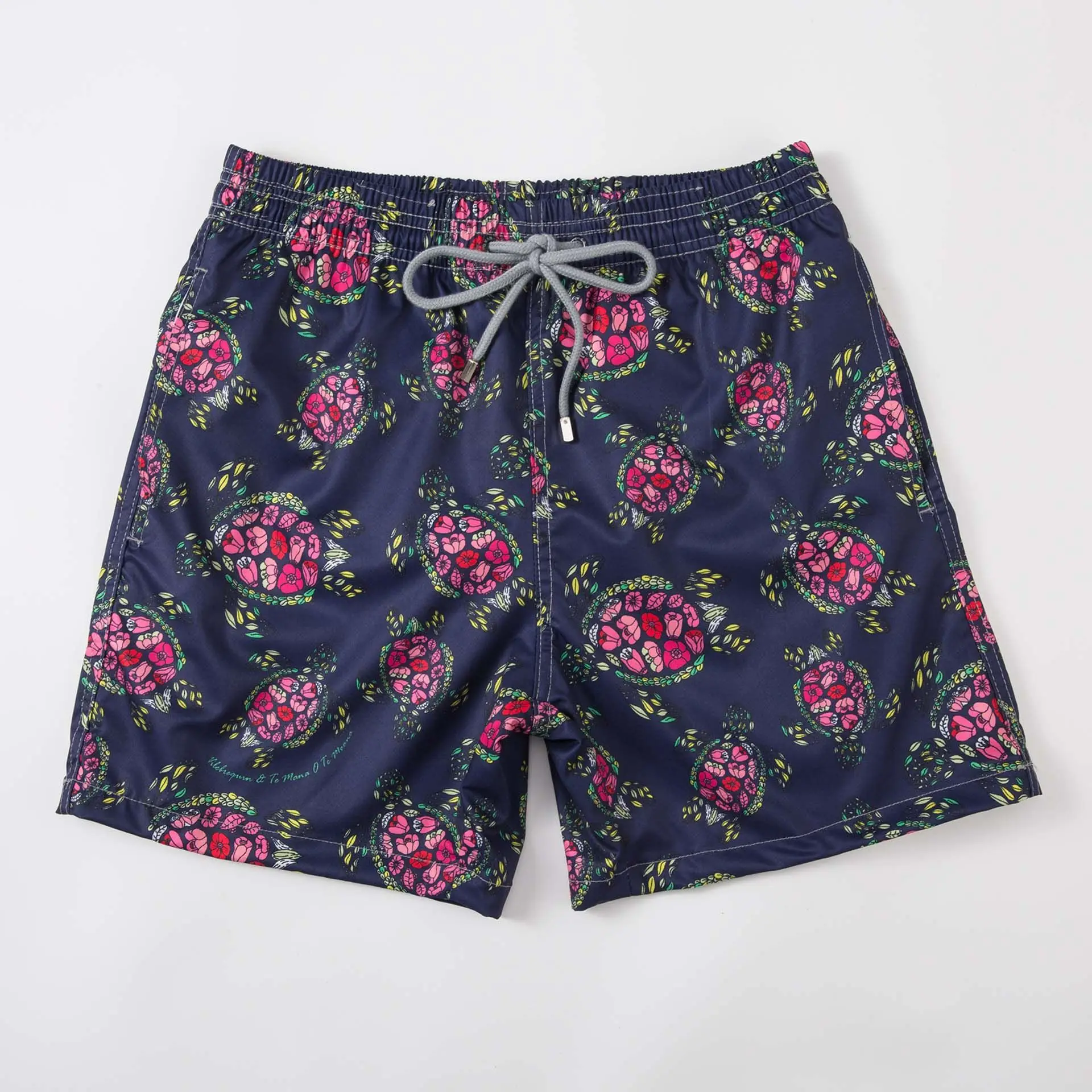 Turtle-Bermudas masculinas de secado rápido con bolsillos y forro de malla, pantalones cortos elásticos para la playa, alta calidad, moda para hombre