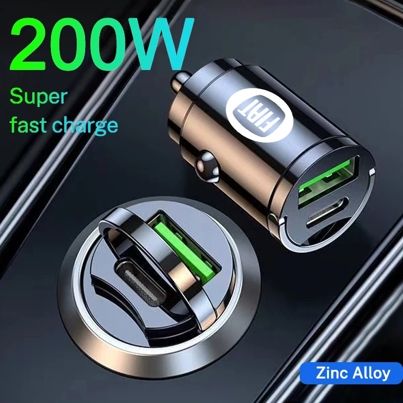 Car Charger Fast Charging Pull Ring Car Phone Charger Accessory For FIAT Abarth Grande Punto Tipo Panda Ducato Freemont Doblo