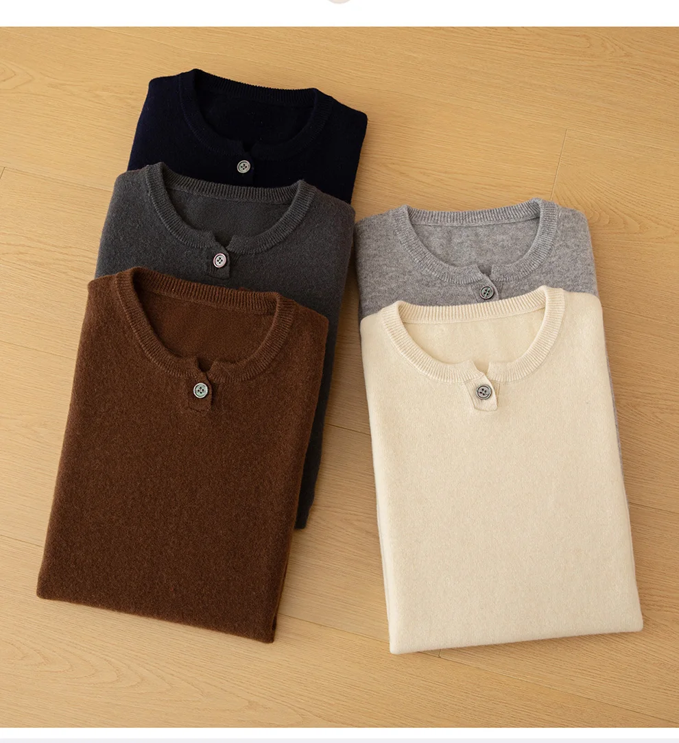 

100% Pure Wool Business Casual Short Sleeve Knitted Sweater T-Shirt