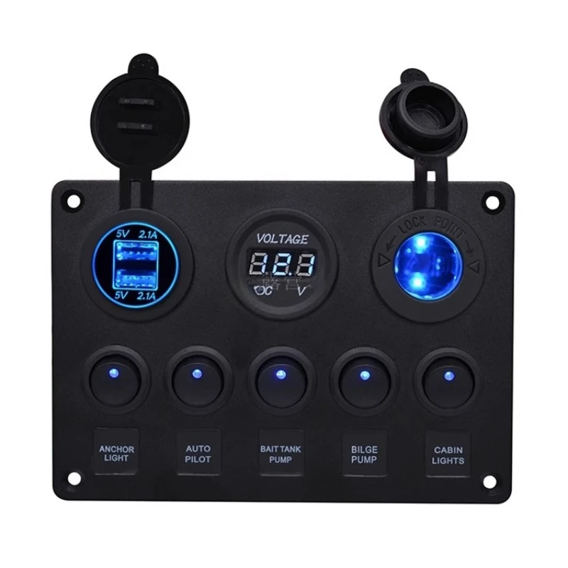 

RV integrated switch panel, yacht car trailer modification accessories, cigarette lighter usb car charging control switch