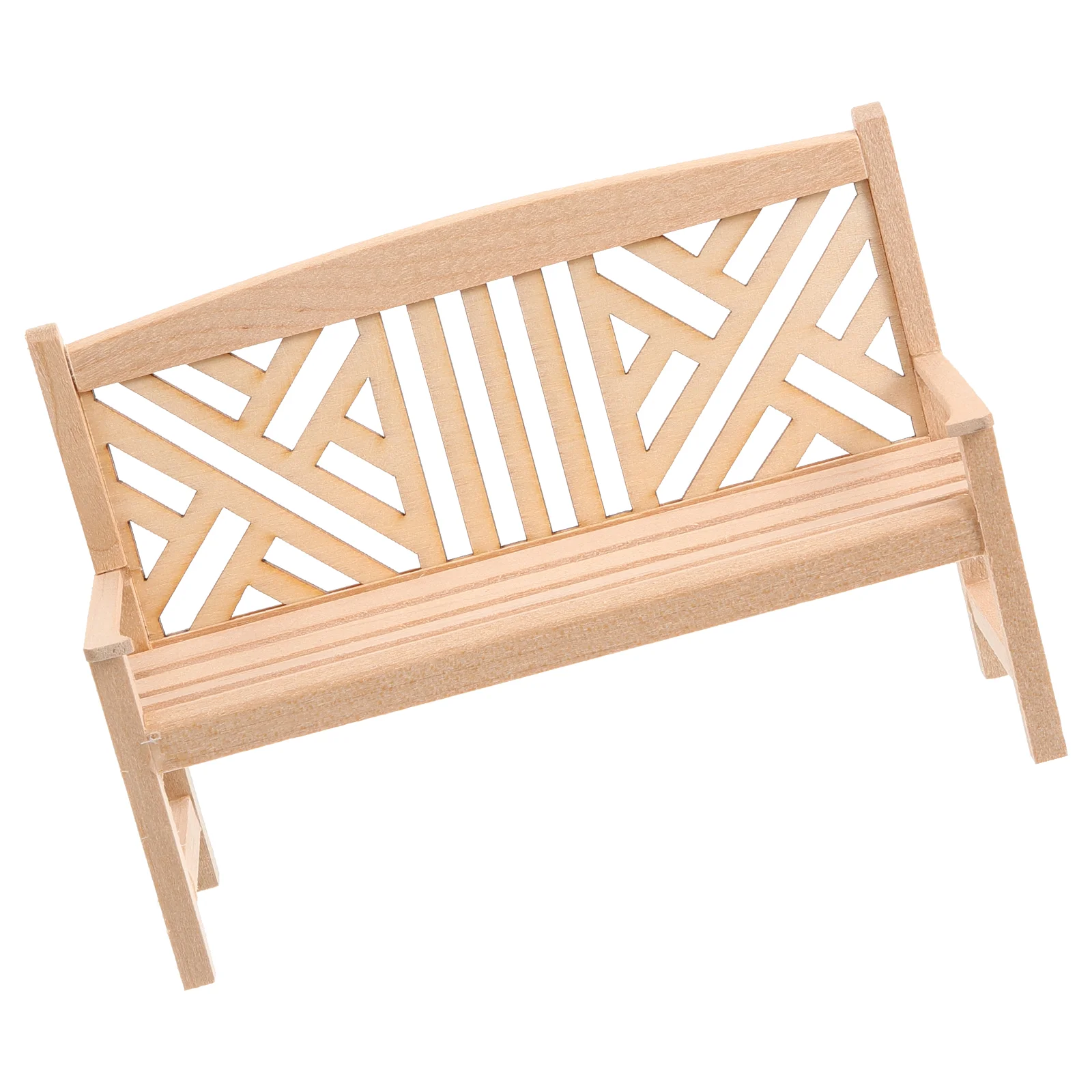 Dollhouse Accessories Mini Miniature Bench Garden Park Adornment Furniture Model Beige