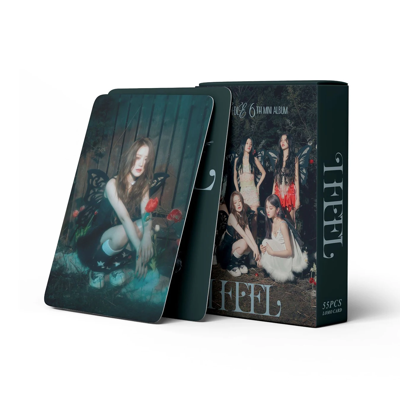 55 sztuk/zestaw Kpop (G)I-DLE pocztówki czuję motyla karty Lomo GIDLE Album dziewczyny spalone fotokartka pocztówkowe 2023 dla fanów 55pcs/set Kpop (G)I-DLE Postcards I FEEL Butterfly Lomo Cards  GIDLE Album Girls