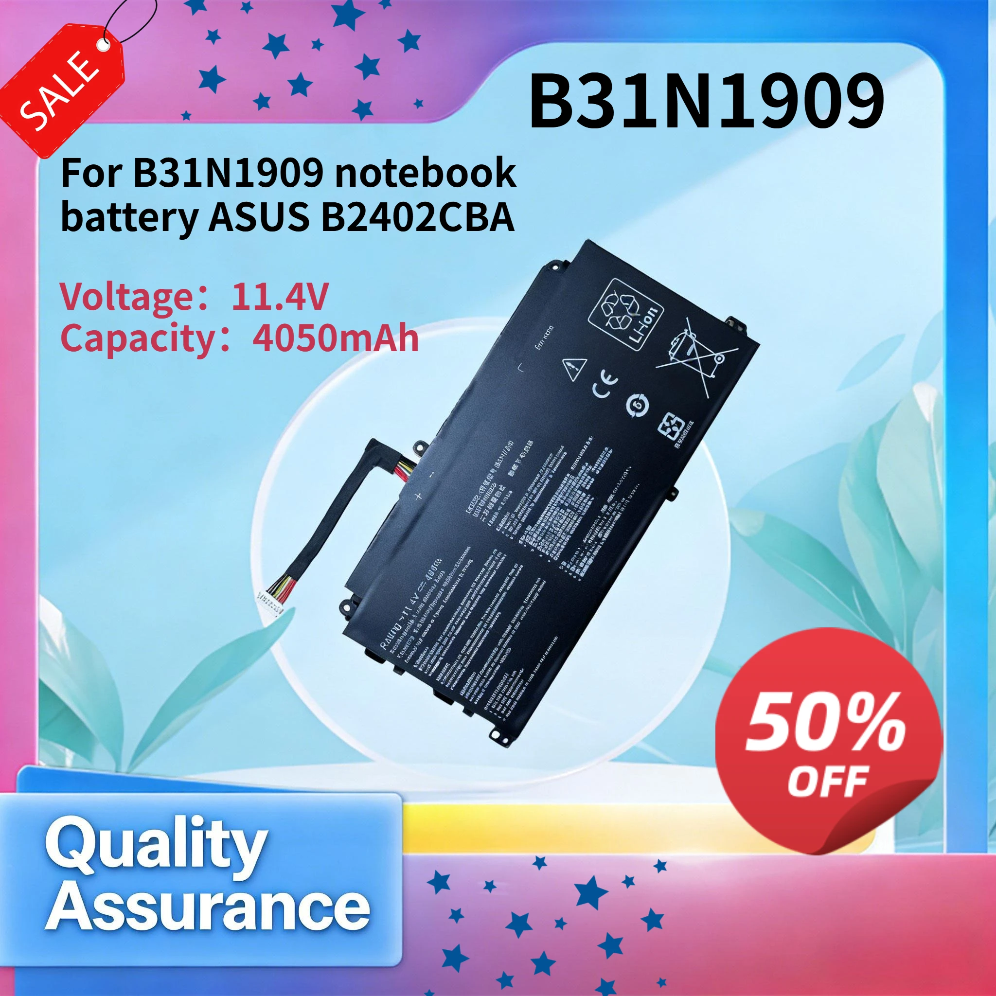 

4050mAh 11.4V High quality For B31N1909 notebook battery ASUS B2402CBA