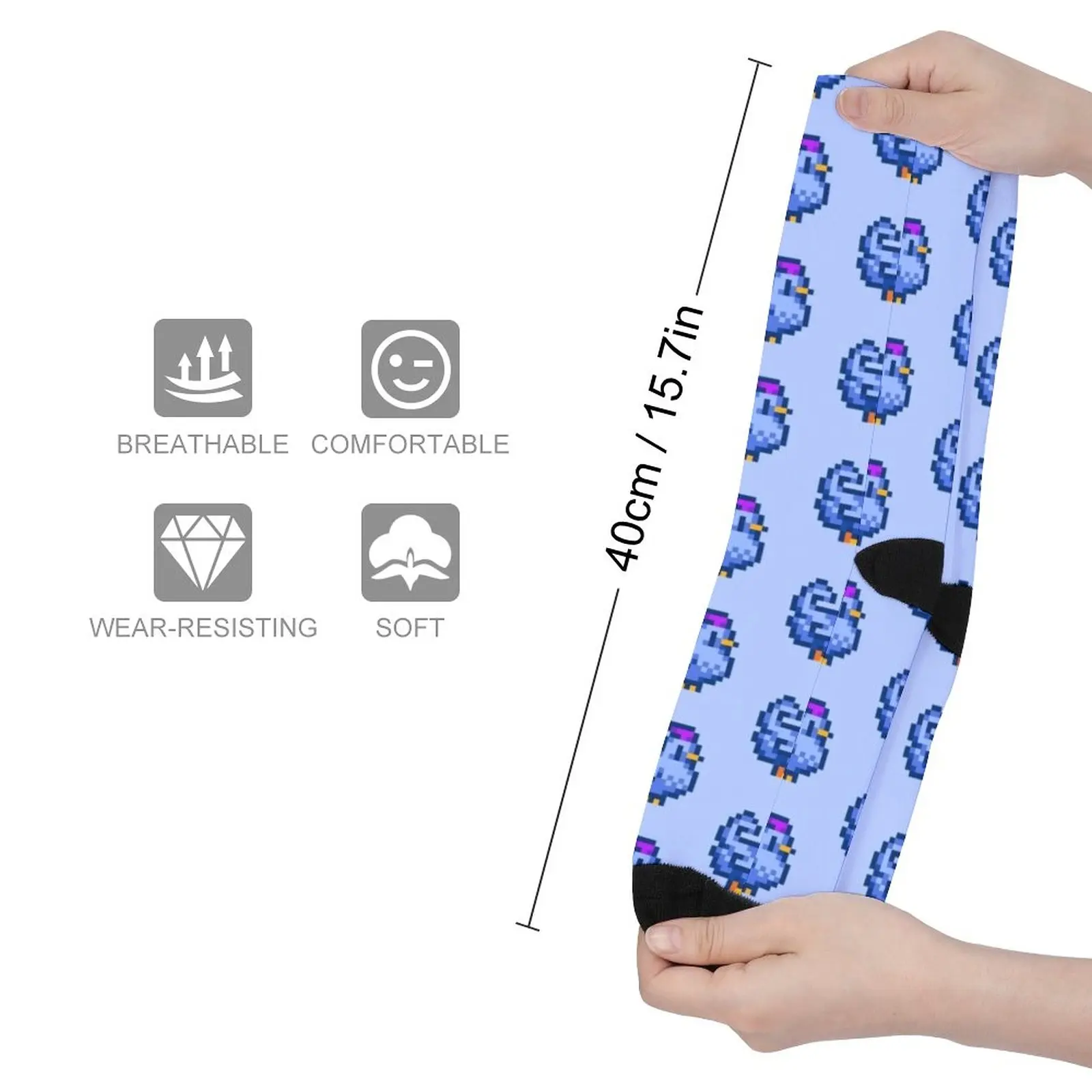 Stardew Valley Pixel Blue Chicken Socks Fun socks men socks cotton sheer socks men gift for men