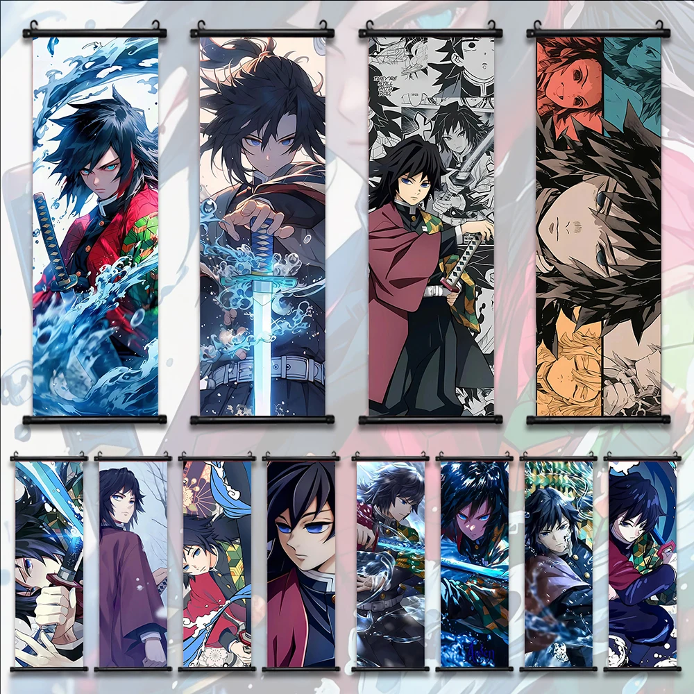 

Scroll Wall Hanging Art HD Demon Slayer Giyu Tomioka Home Decor Kid Gifts Bedroom Living Room Decoration Canvas Prints Anime