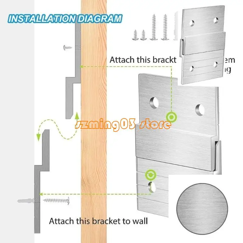 H9EC Interconnesso French Cleat Z Hanger Alluminio Fante Organizzazione Home Organizzazione Strumento 8 coppia per arte e