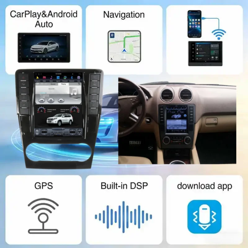 

10.4 inch Android 14 For Mercedes-Benz GL ML W164 X164 2005-2012 Radio Carplay Design Car Media Player GPS Nav Head Unit Sound