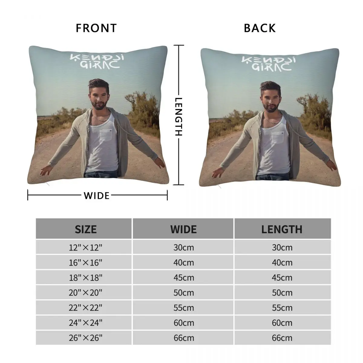 Kendji Girac Square Pillowcase Polyester Linen Velvet Creative Zip Decorative Pillow Case Home Cushion Cover