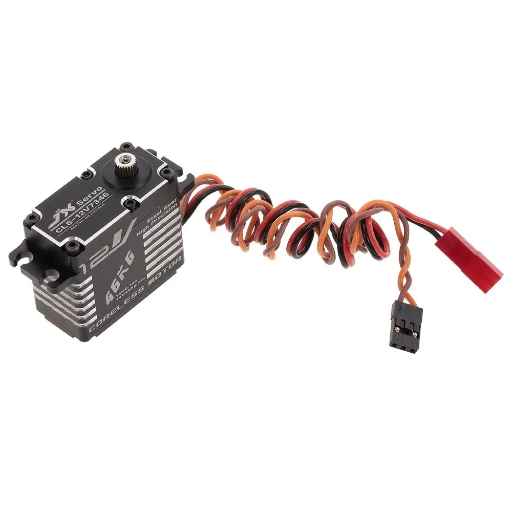 JX CLS-12V7346/BLS-12V7146 46KG 12V 180 ° Carcasa de aluminio CNC servo sin núcleo Digital de engranaje de acero de alta precisión HV para coche Robot RC