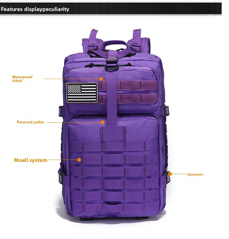 Tactical 50L Waterproof Backpack Multifunctional Laptop Double Shoulder 3P Bag for Hiking Camping Mountaineering