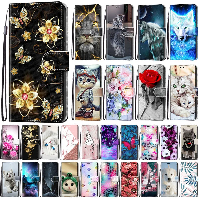 Nova 5T YAL-L21 Wallet Case on For Huawei nova 5T Phone Cover Cute Painted Flip Etui For Huawei Nova5T 5 T YAL-L61 Case Funda