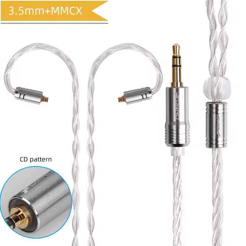 8core MMCX 2Pin 0.78mm A2DC Silver Plated Earphone Cable  3.5mm Balanced Headset Audio Jack Cable For SE315 SE425 LS50 LS70 E40 - Image 9