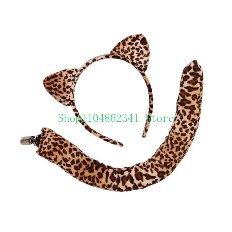 5ASD dla zwierząt koty uszy pałąk napędowy pasujący ogon z zestawem oddychającą do oddychania kostium rólowy