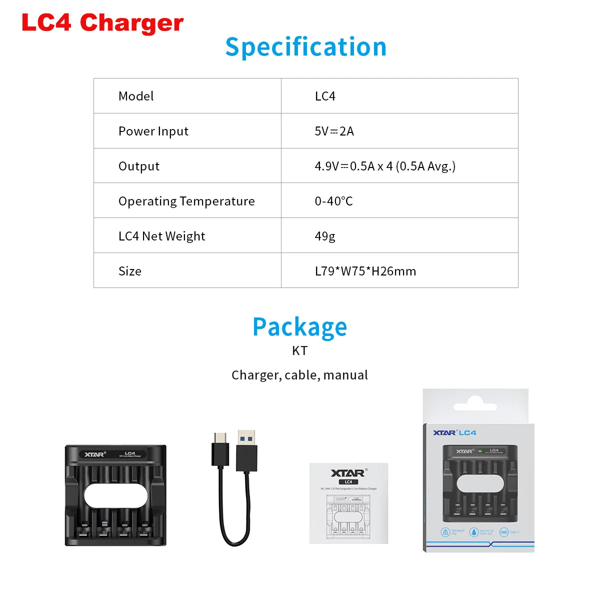 

XTAR LC4 LC8 charger compatible for 1.5V AAA Battery With Indicator 1200mWh Rechargebale Li-ion Battery