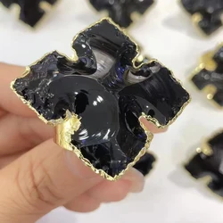 GG Natural Obsidian Original Material Design Ring-Adjust