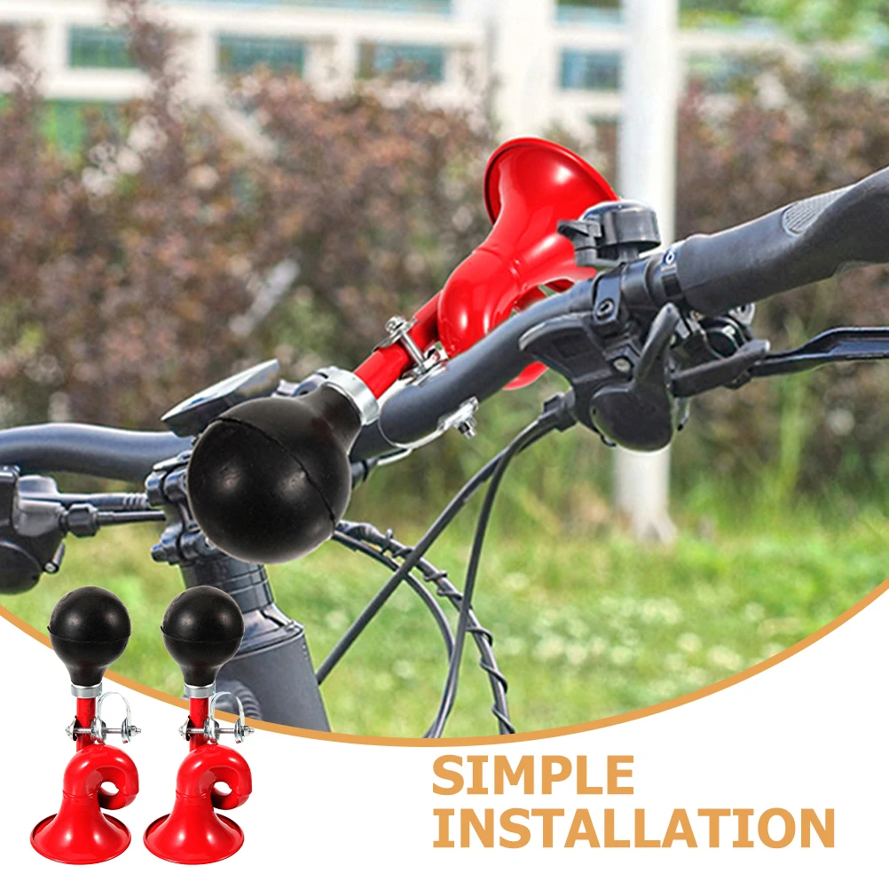 

2pcs Bicycle Horn Retro Crisp Sound Bugle Bell Red Mountain Road Bike Accessories Aluminum Durability