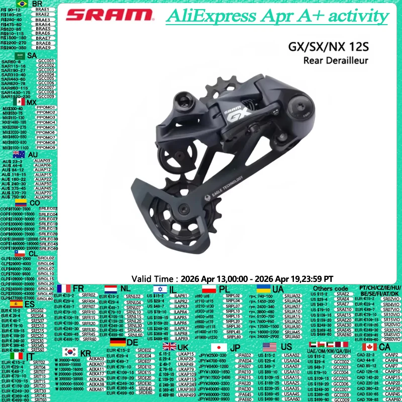 

Sram GX SX Rear Derailleur Eagle Mountain Bicycle 12 Speed NX Long Cage Derailleur For MTB Bicycle Riding Rear Derailleur 1PCS