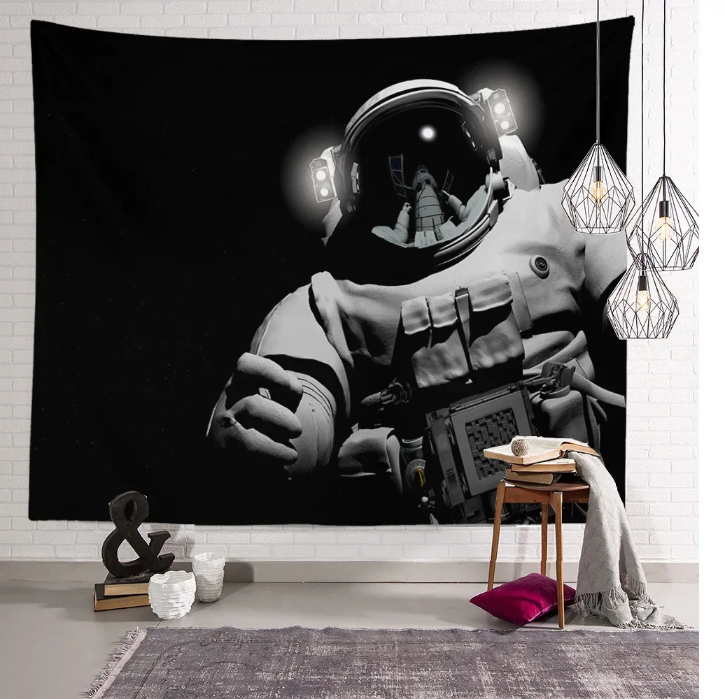 INS Astronaut Tapestry Space Galaxy Blue Tapestry Wall Hanging Spacemen Earth Saturn Wall Decor for Bedroom Living Room Decor