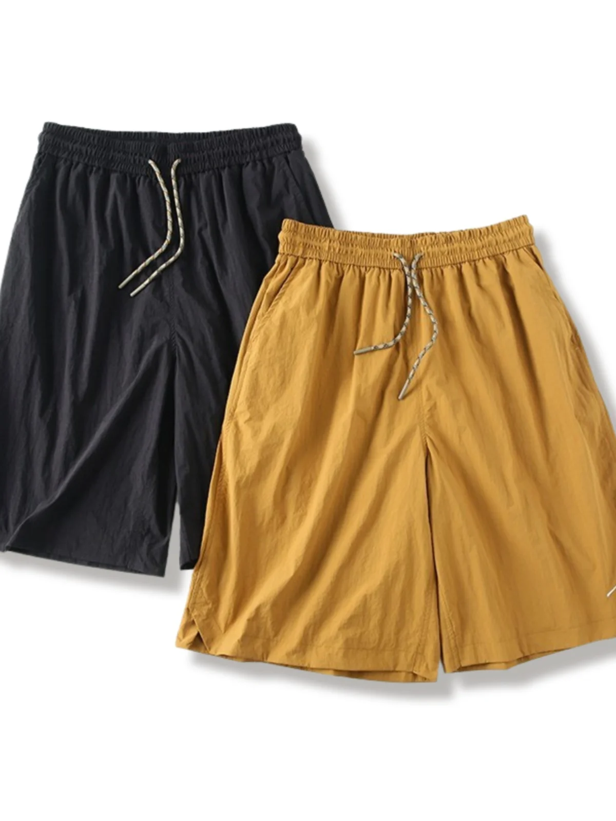 

Легкие быстросохнущие дышащие мужские спортивные повседневные брюки-капри с эластичным поясом для активного отдыха, модные городские летние шорты