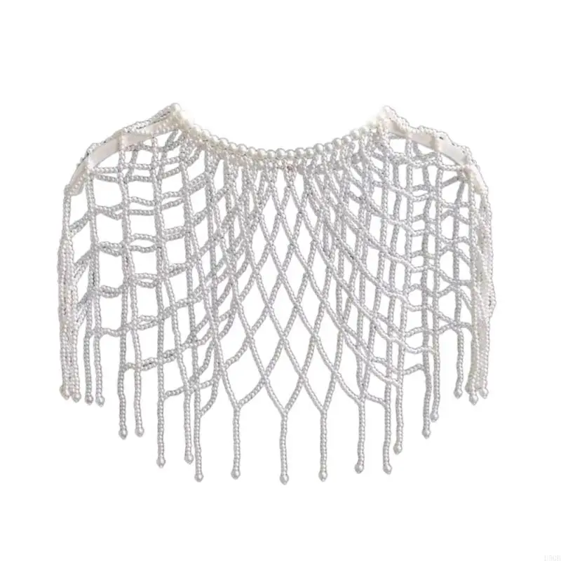 D5QB אופנתי חרוזים שרשרת שרשרת גוף בתבנית רשת אביזר שרשראות אמורים