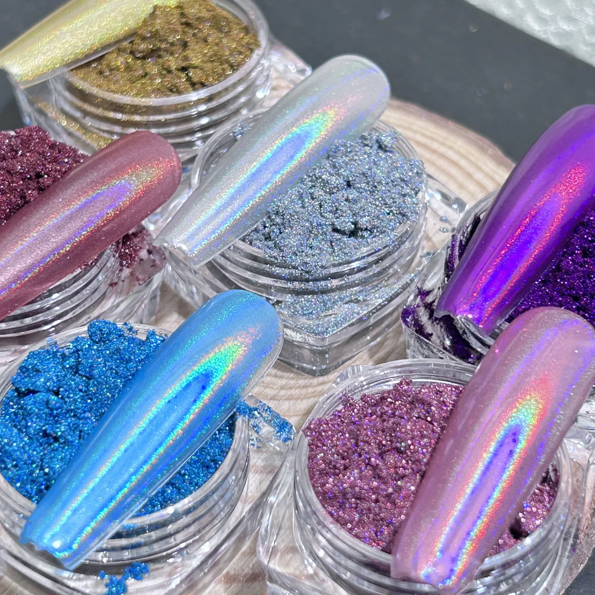 1Pc Holographic nail powder fine laser magic mirror powder laser effect multi-chrome nail paint glitter powder salon homepage