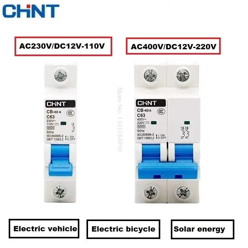 CHINT DC MCB With Shunt Release Solar Energy Photovoltaic Mini Circuit Breaker 1P 2P DC110V DC220V CB SHT-X1 SHT-X3 100A 125A