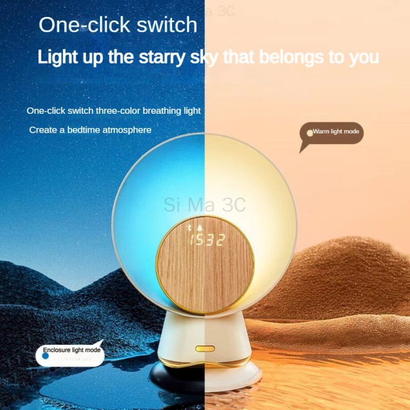 KAWOO Multifunction Wireless Charger Bluetooth Speaker For IPhone 13 14 Smart Alarm Clock Time Display with Sensor Control Light