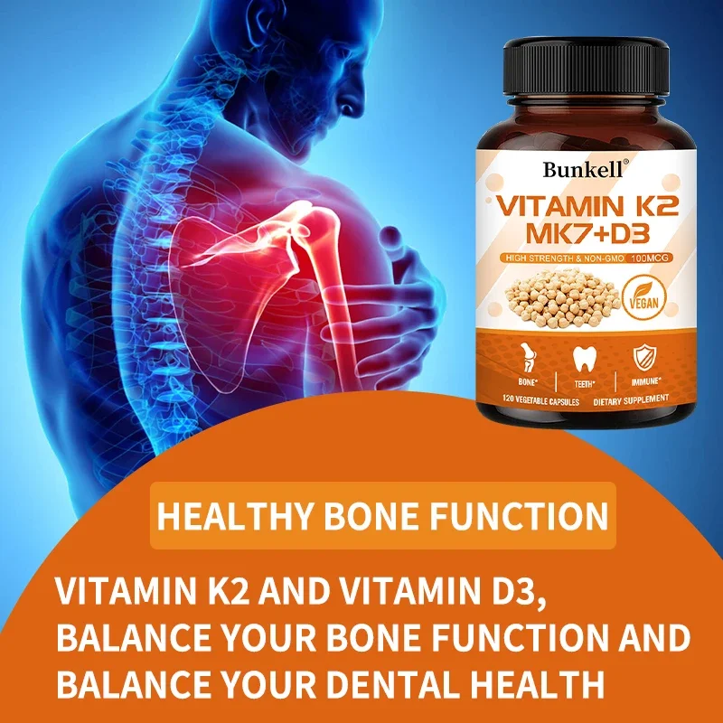 Premium Vitamin D3 Plus K2 (MK7) [With BioPerine for Maximum Absorption] Natural Supplement for Bone, Teeth and Heart Health