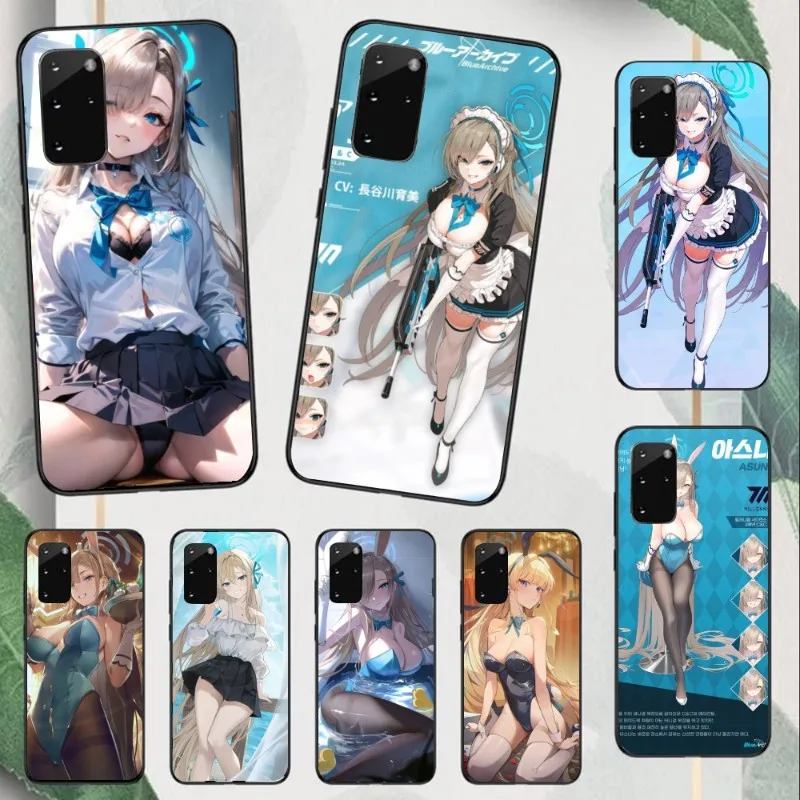 Blue Archive Asuna Smart Phone Case for Samsung Note 9 10 20 Plus Pro Ultra J6 J5 J7 J8 Black Soft Phone Cover Funda