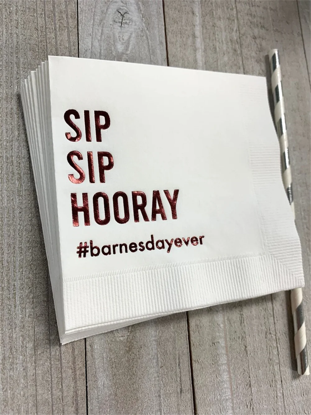 50pcs Personalized Wedding Napkins Sip Sip Hooray Premium 3 Ply Quality Cocktail Beverage Printed Custom Paper Napkins