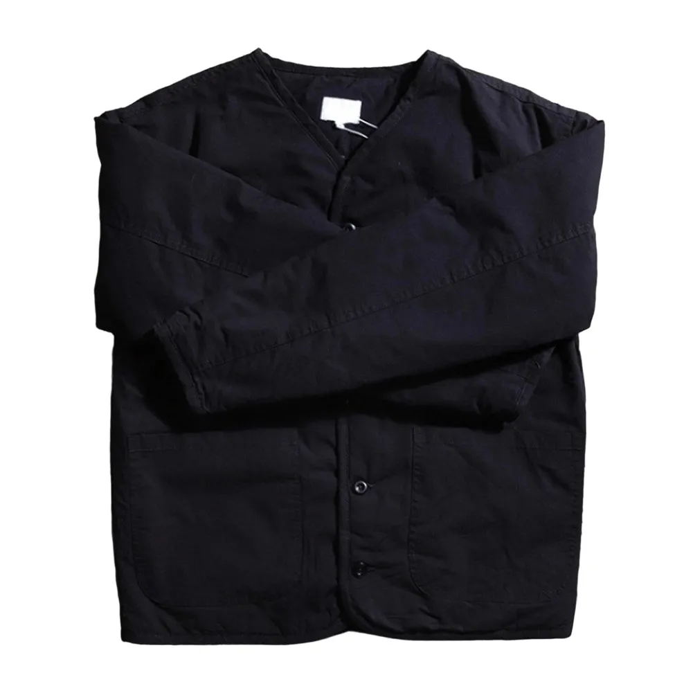 Men Loose Fit Retro Style Warm Commuting Jacket Workwear Cardigan Down Cotton Coat Long Sleeve for Spring Autumn Winter