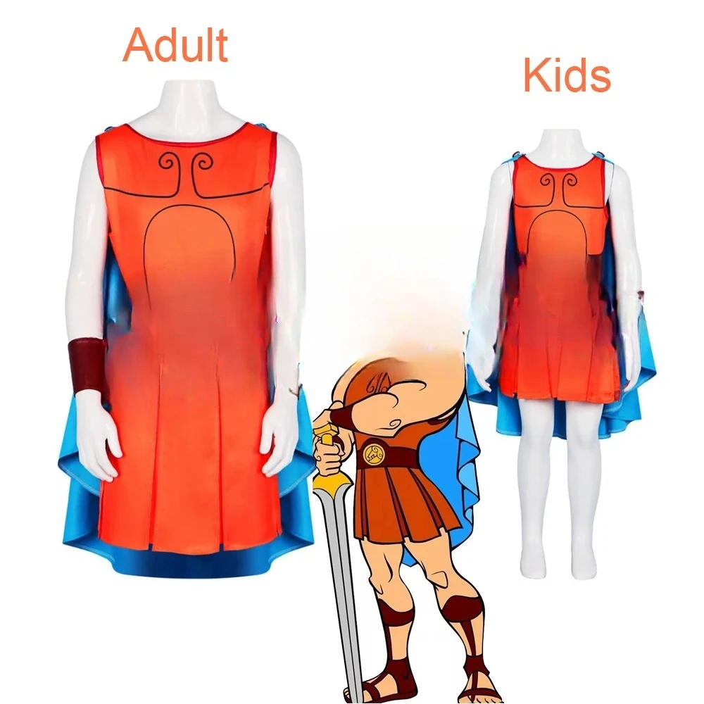 

Movie Hercules Cosplay Costume for Adult Kids Man Boys Top Cloak Belt Men Halloween Carnival Party Male Role Play Outfit Suit