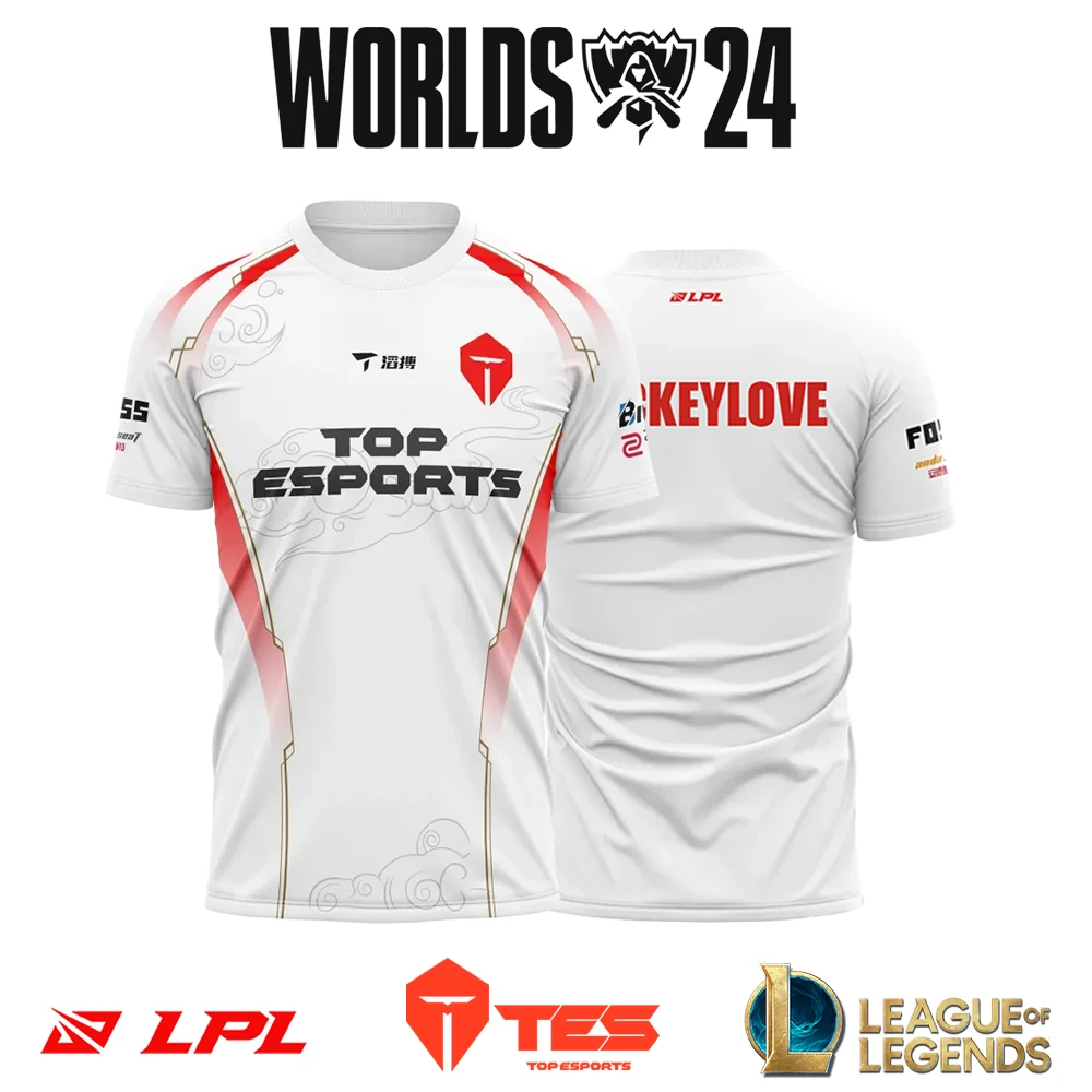 

New TES E-sports Club Support Team Uniform T-Shirts League Of Legends Match Custom Jersey Trendy Gaming Style Casual Sports Tops