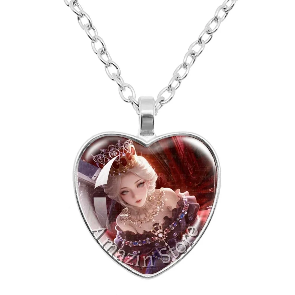 New Game Identity V Bloody Queen 25mm Heart Necklace  Anime Glass Pendant Jewelry Accessories For Fans Decoration Gift JD023