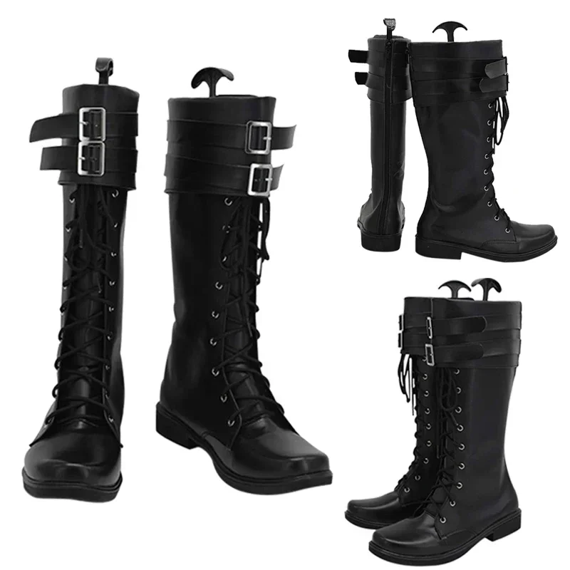 산타 클로스 남성 코스프레 판타지 블랙 부츠, 크리스마스 영화 크로니클 변장 코스튬 액세서리, 성인 남성 신발