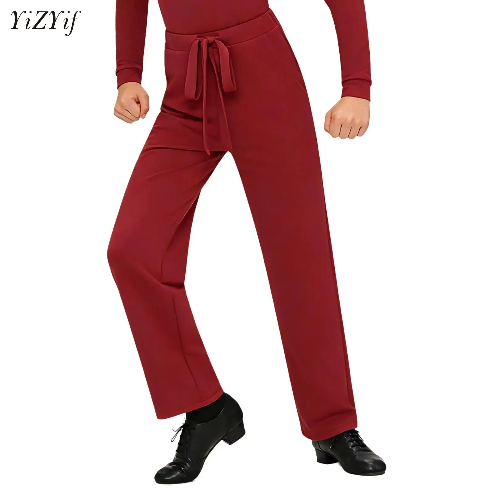 

New Boy Latin Dance Pants Black Ballroom Dance Pants Children's Drawstring Elastic Waist Cha Cha/Rumba/Samba Pants Trousers