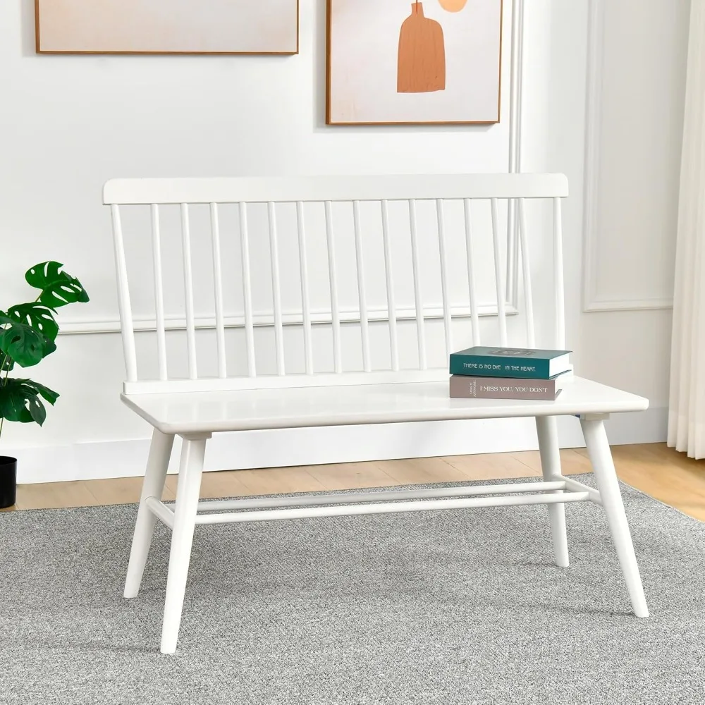 

Entryway Dining Bench with Spindle Back Farmhouse Wood Windsor Bench for Foyer Balcony Living Room