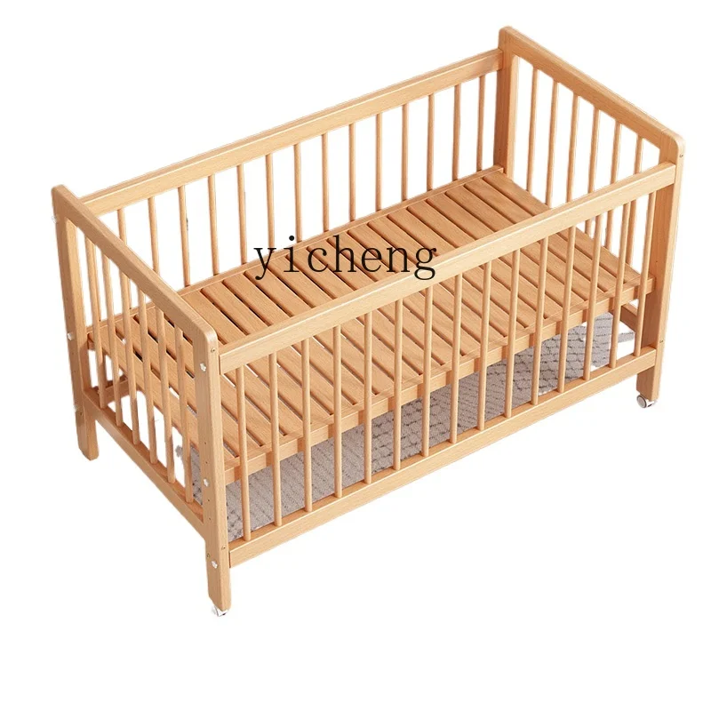 Tqh-cama de costura de madera maciza para bebé, cama pequeña de haya móvil multifuncional, para recién nacido