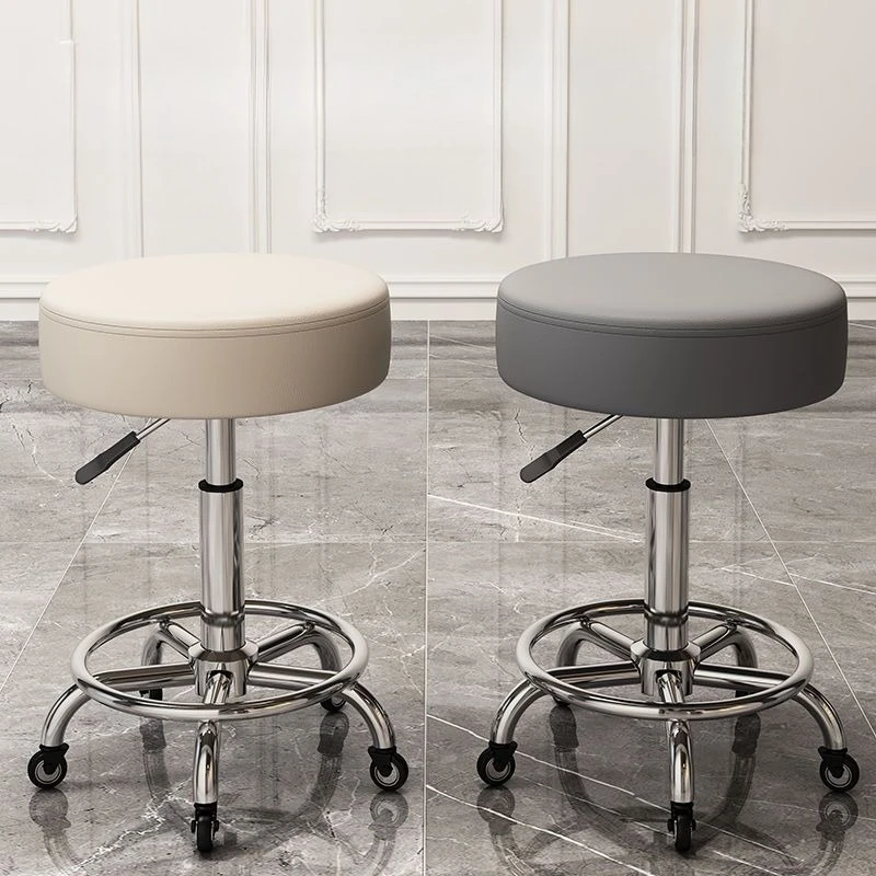 صالون كرسي دوار قابل للتعديل ارتفاع المتداول كرسي فني مستدير تصفيف الشعر مانيكير كرسي الحلاق نمط الاستخدام المهني