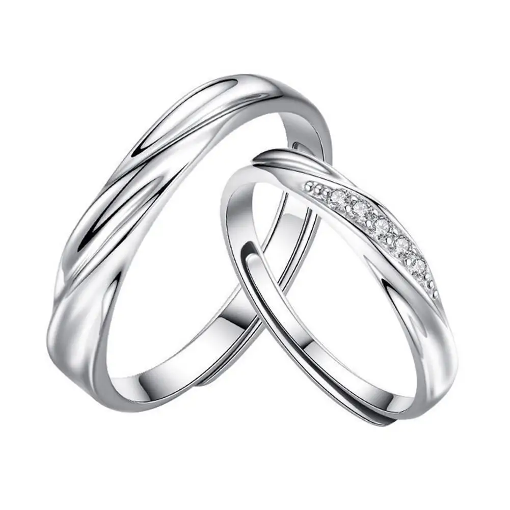 2Pcs Couple Rings For Lovers Stainless Steel Wedding Set Women Love Jewelry Silver Color Valentine's Day Anniversary Gifts